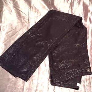 Metallic black on black leopard 'Royalty For Me' stretch straight leg jeans-14W